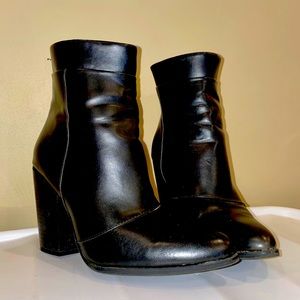 Black High Ankle Chunk Heel Bootie